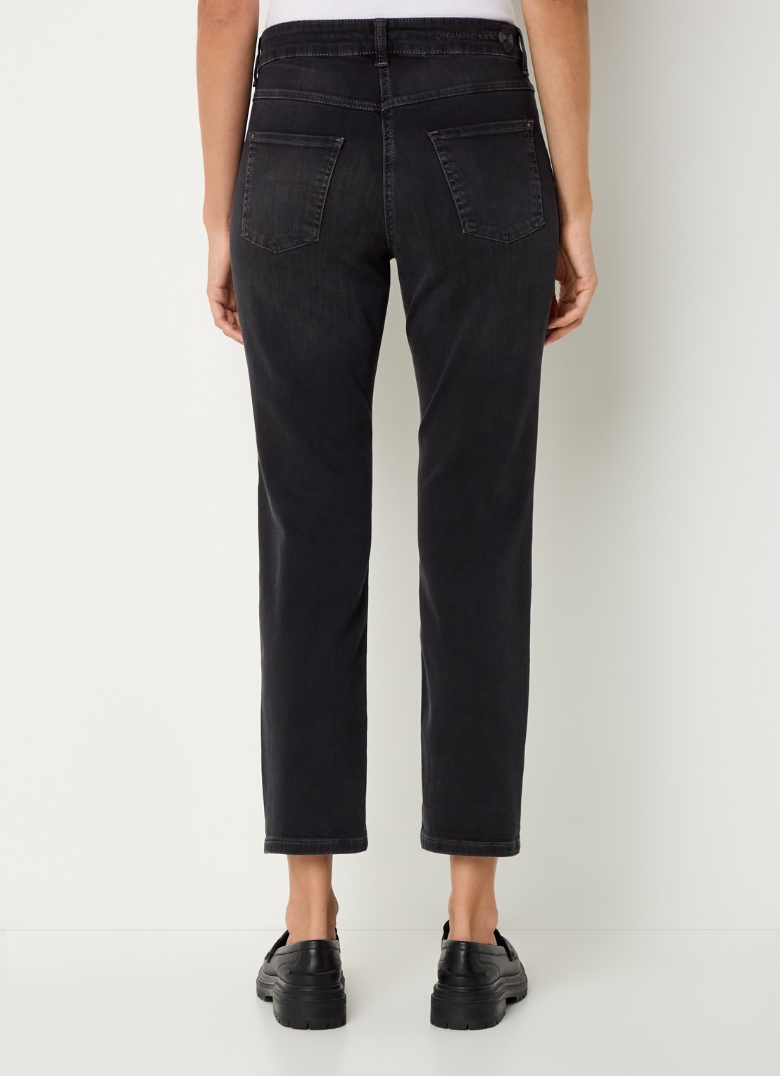 MAC Jeans Dream high waist cropped slim fit jeans met steekzakken - achterkant donkergrijs