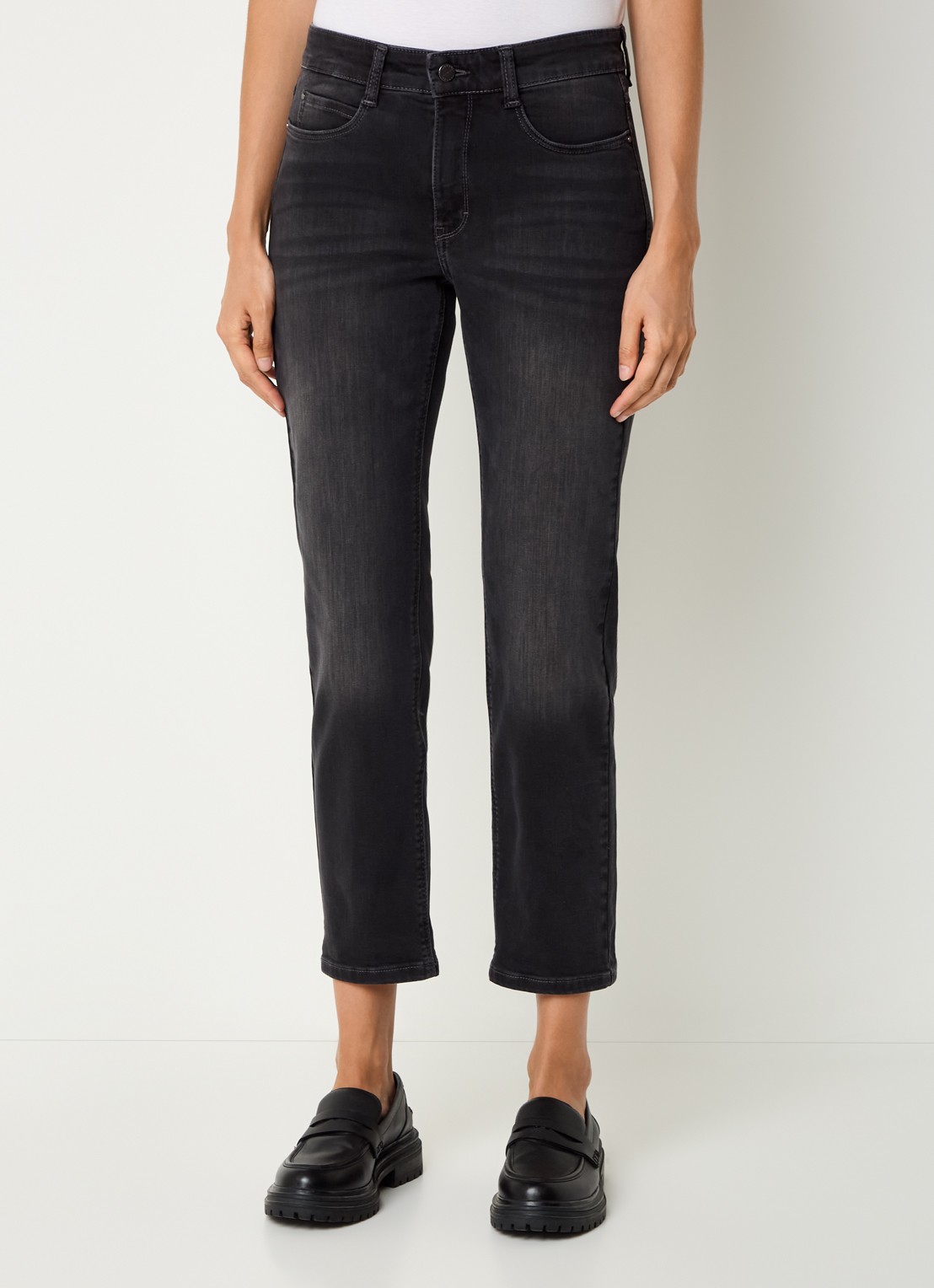 MAC Jeans Dream high waist cropped slim fit jeans met steekzakken - detail 2 donkergrijs