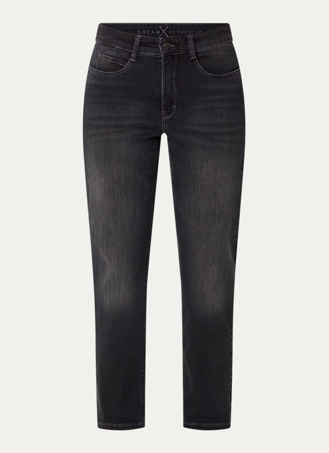MAC Jeans Dream high waist cropped slim fit jeans met steekzakken - voorkant 4 donkergrijs