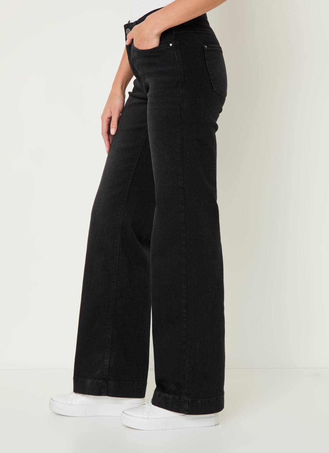 MAC Jeans Dream high waist wide leg jeans met steekzakken - detail 3 zwart