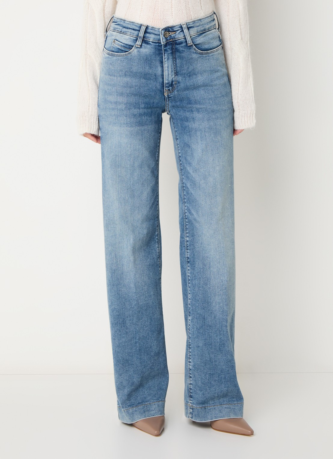 MAC Jeans Dream high waist wide leg jeans met steekzakken - detail lichtblauw