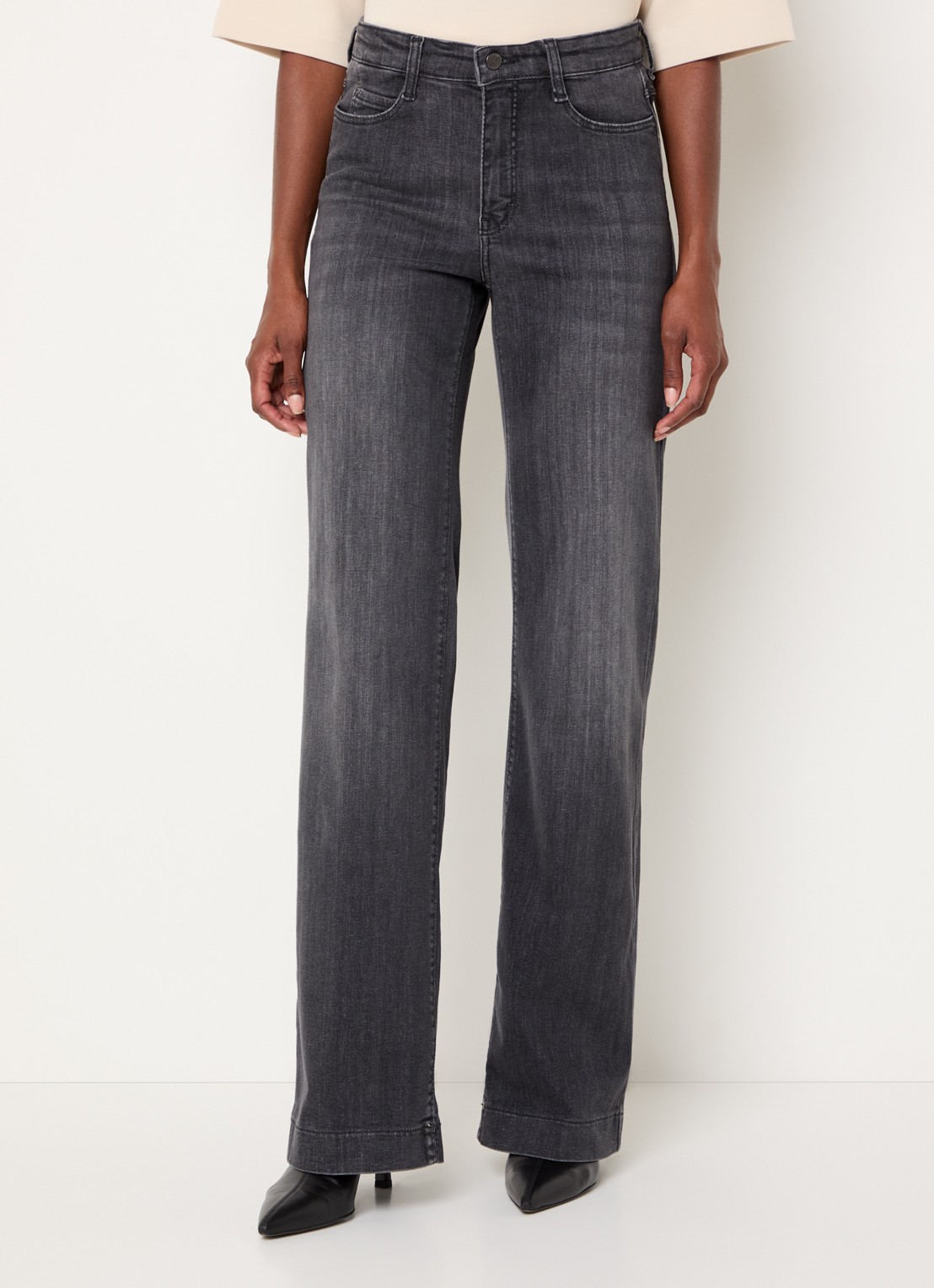 MAC Jeans Dream high waist wide leg jeans met steekzakken - detail 2 antraciet