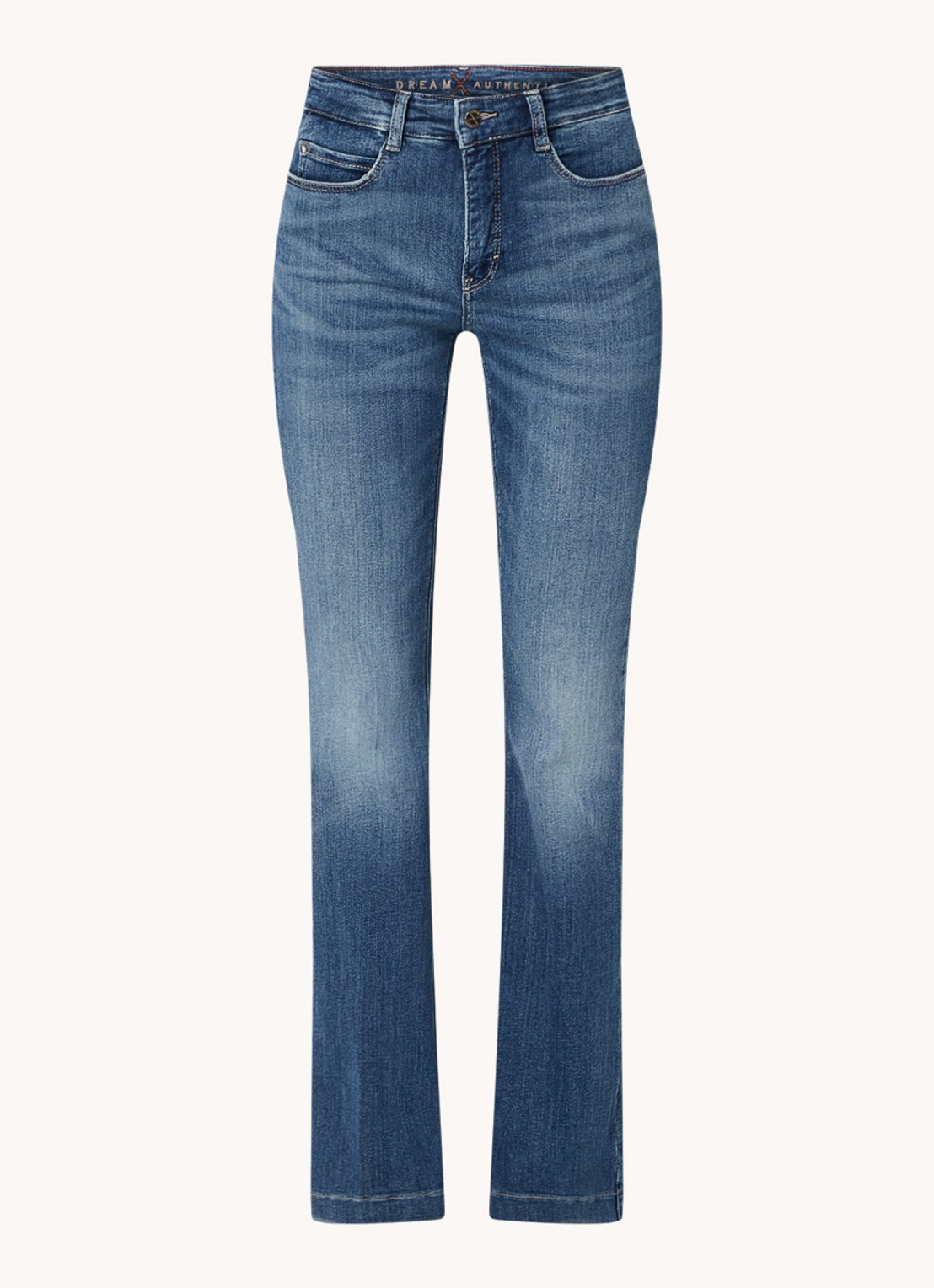 MAC Jeans Dream mid waist flared jeans met stretch - voorkant 4 blauw