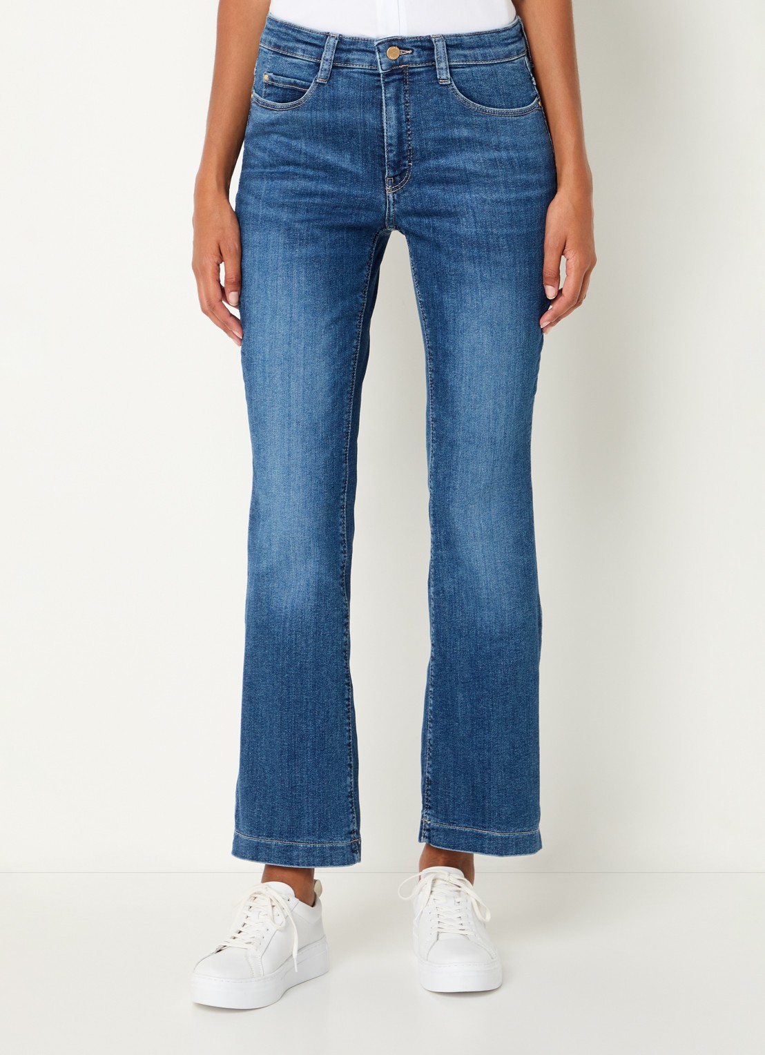 MAC Jeans Dream mid waist flared jeans met stretch - detail 3 lichtblauw