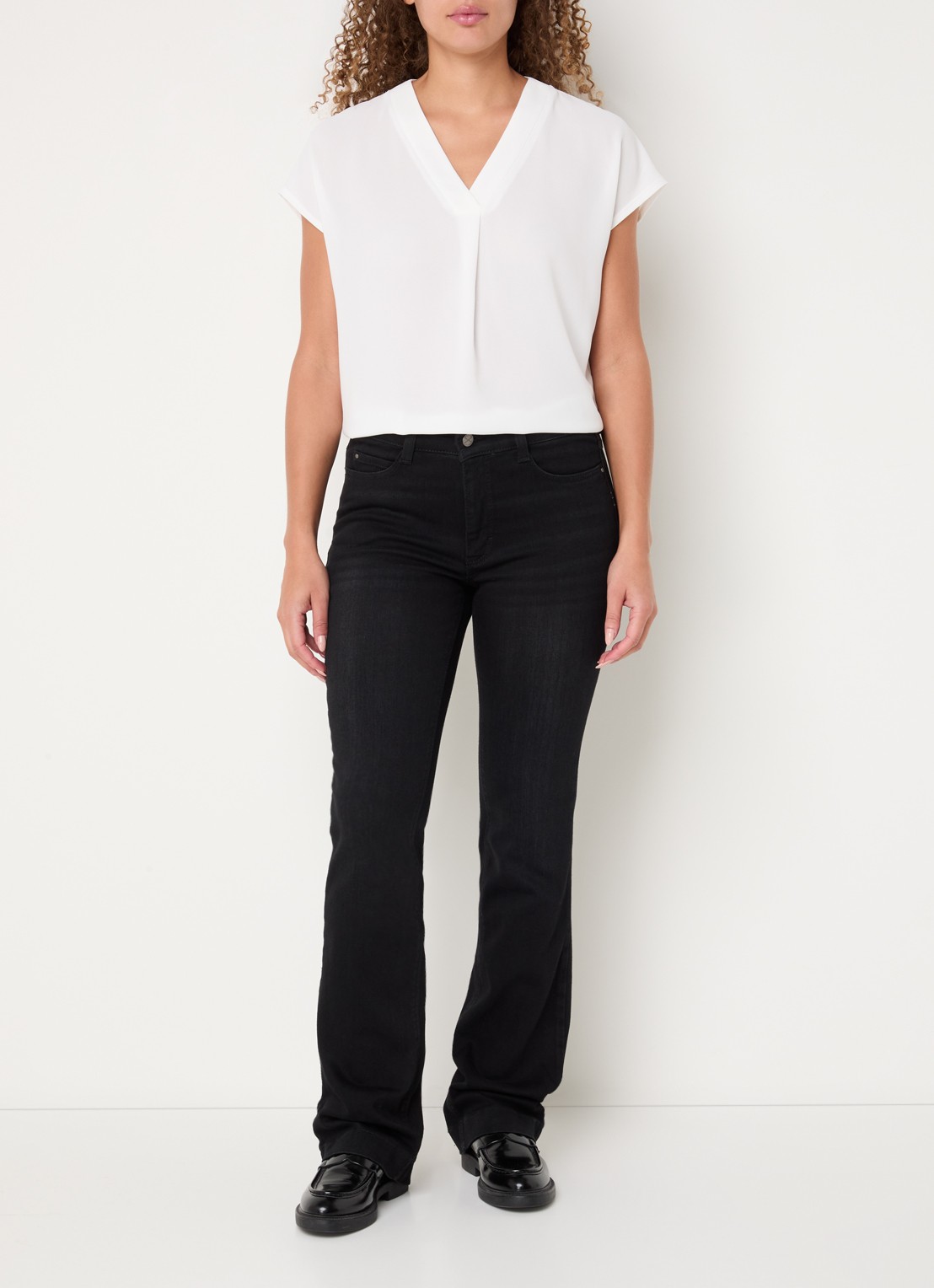 MAC Jeans Dream mid waist flared jeans met stretch - voorkant 3 grijsmele