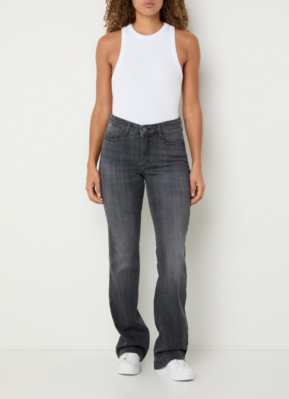 MAC Jeans Dream mid waist flared jeans met stretch - voorkant 2 antraciet