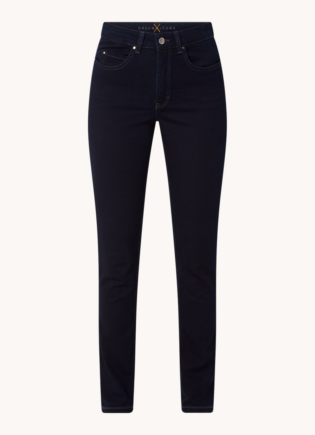MAC Jeans Dream mid waist skinny jeans met stretch - voorkant donkerblauw