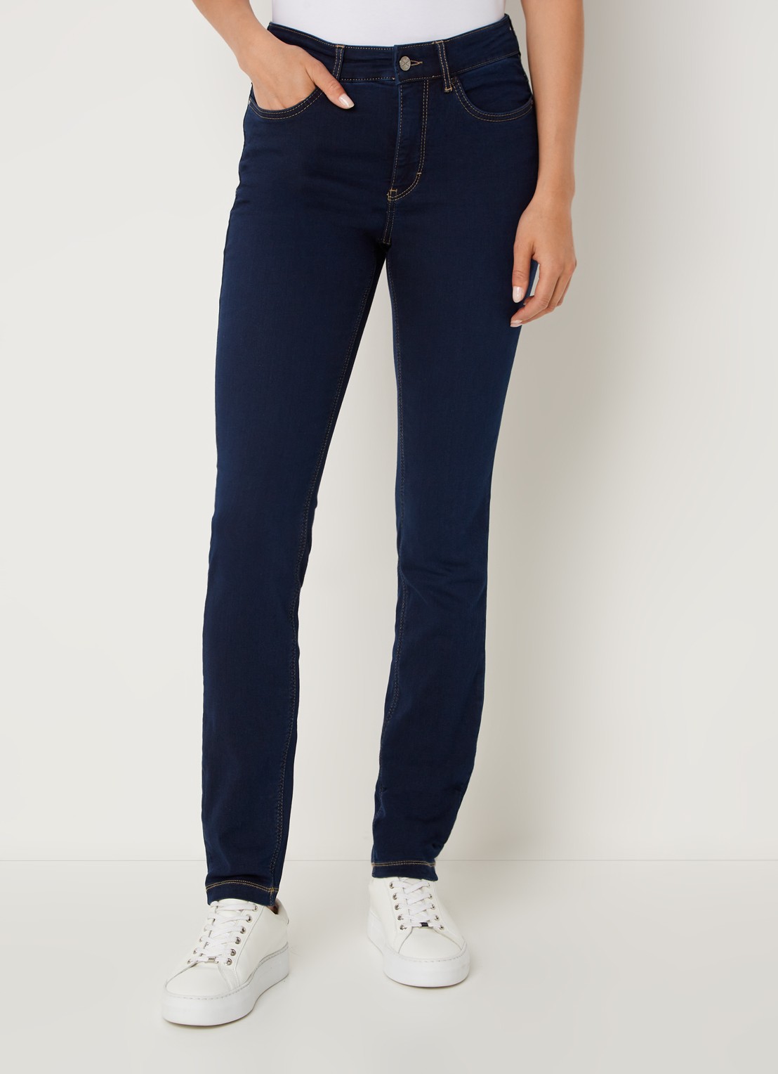 MAC Jeans Dream mid waist skinny jeans met stretch - detail indigo