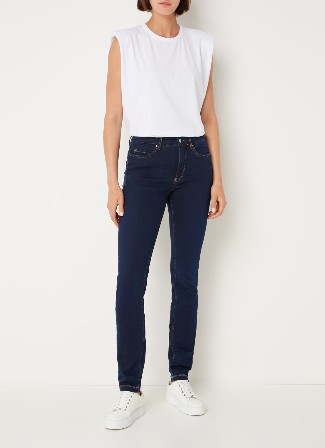 MAC Jeans Dream mid waist skinny jeans met stretch - voorkant 4 indigo