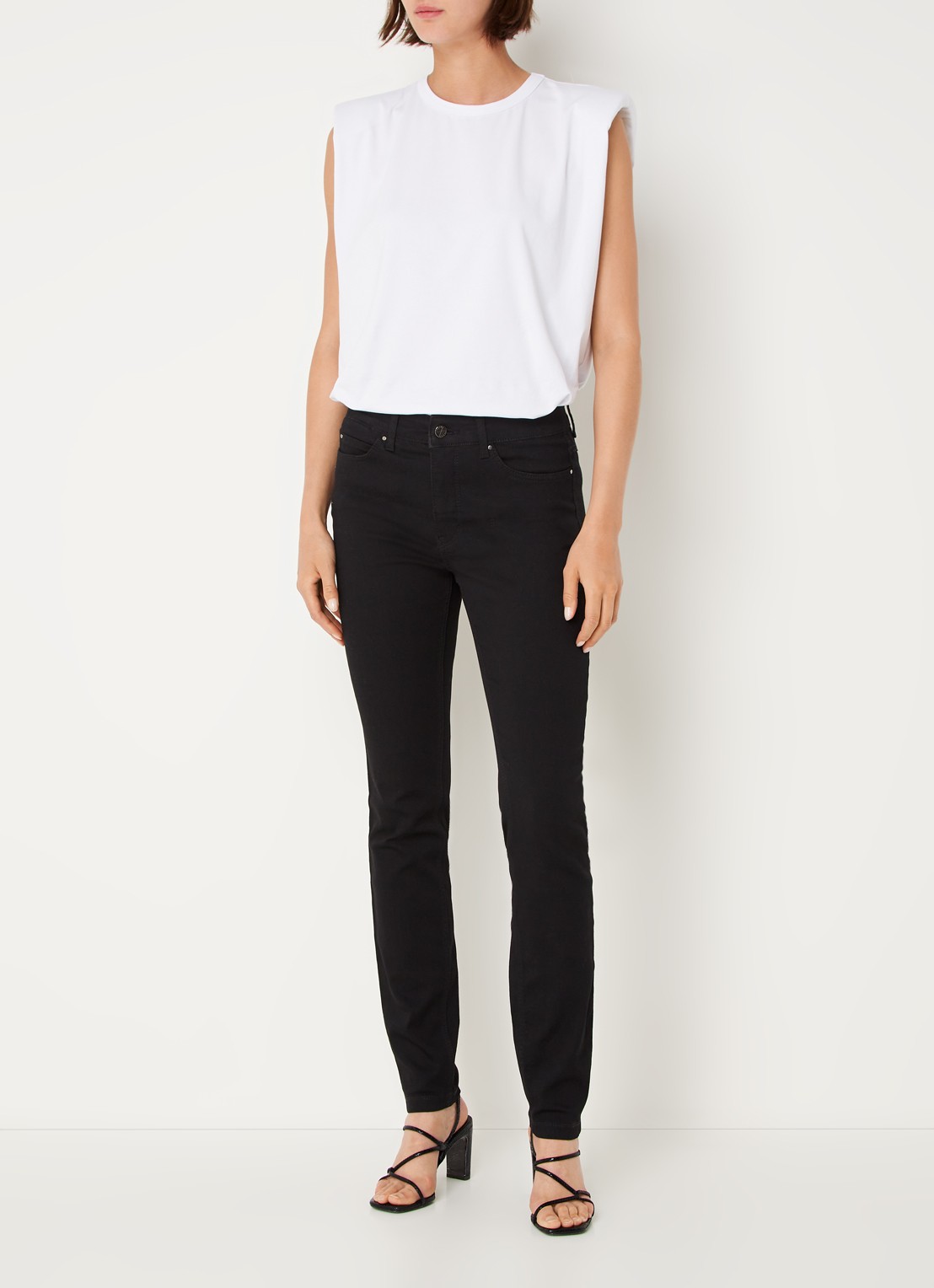 MAC Jeans Dream mid waist skinny jeans met stretch - voorkant 2 zwart