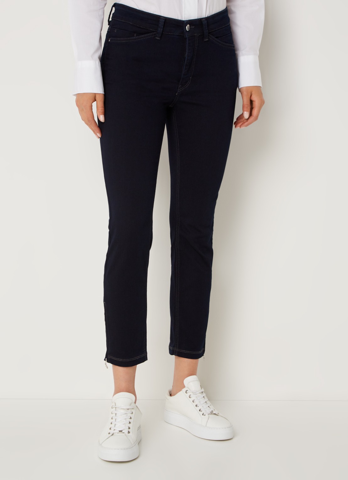 MAC Jeans Dream mid waist slim fit cropped jeans met ritsdetail - detail 2 donkerblauw