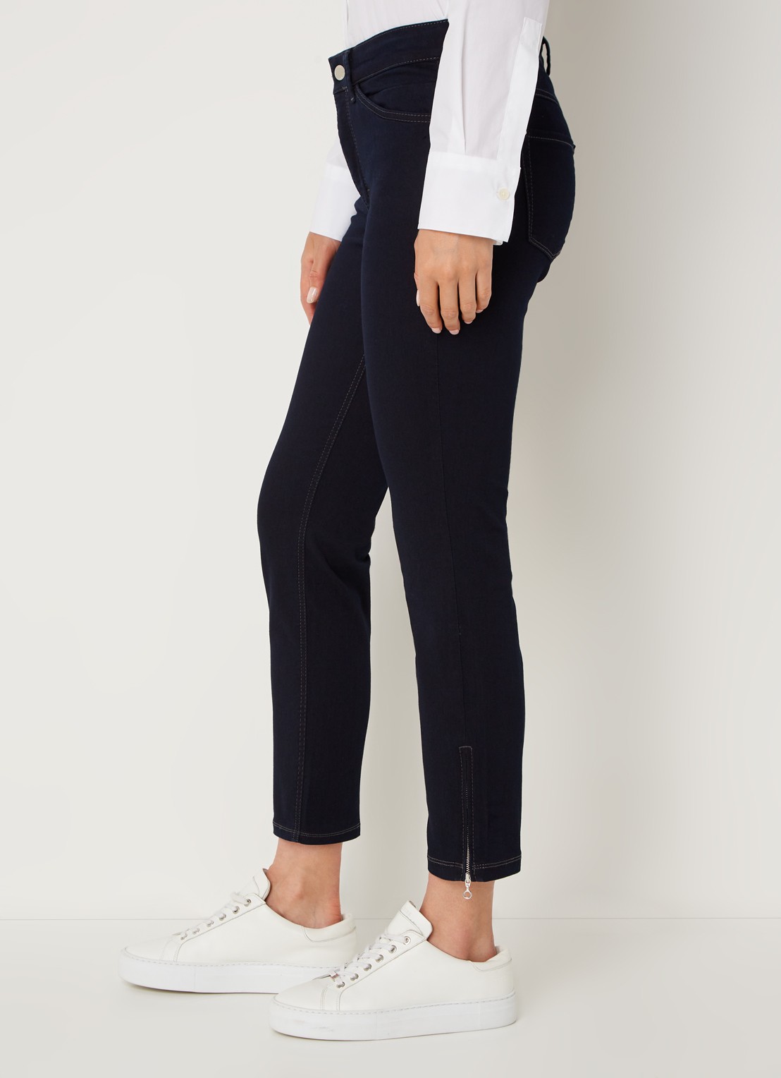 MAC Jeans Dream mid waist slim fit cropped jeans met ritsdetail - detail 3 donkerblauw