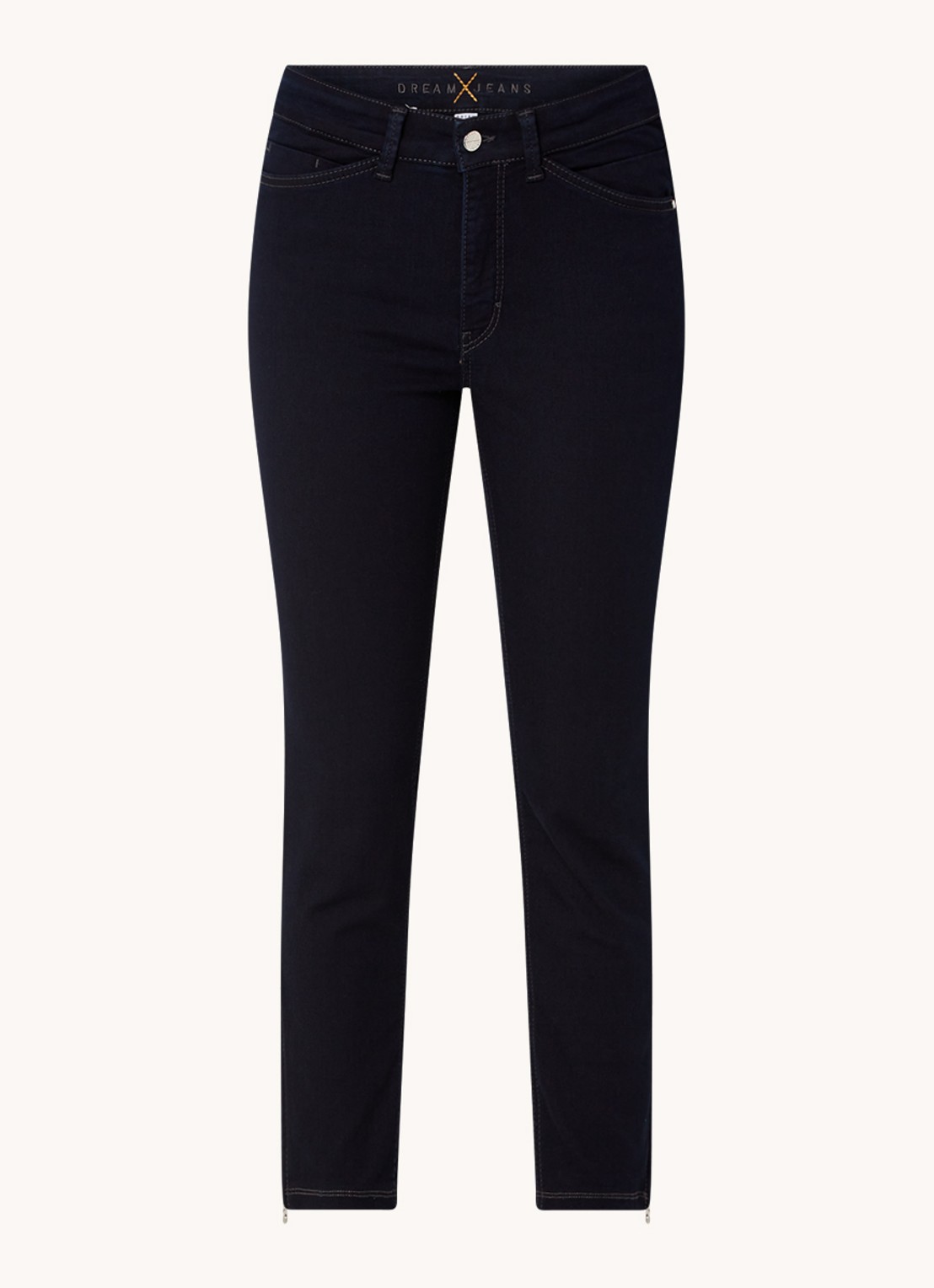 MAC Jeans Dream mid waist slim fit cropped jeans met ritsdetail - voorkant 4 donkerblauw