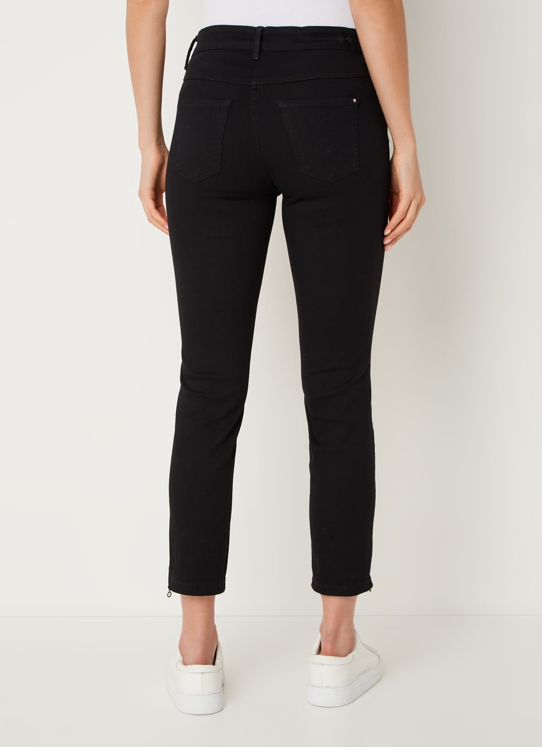 MAC Jeans Dream mid waist slim fit cropped jeans met ritsdetail - achterkant 5 zwart