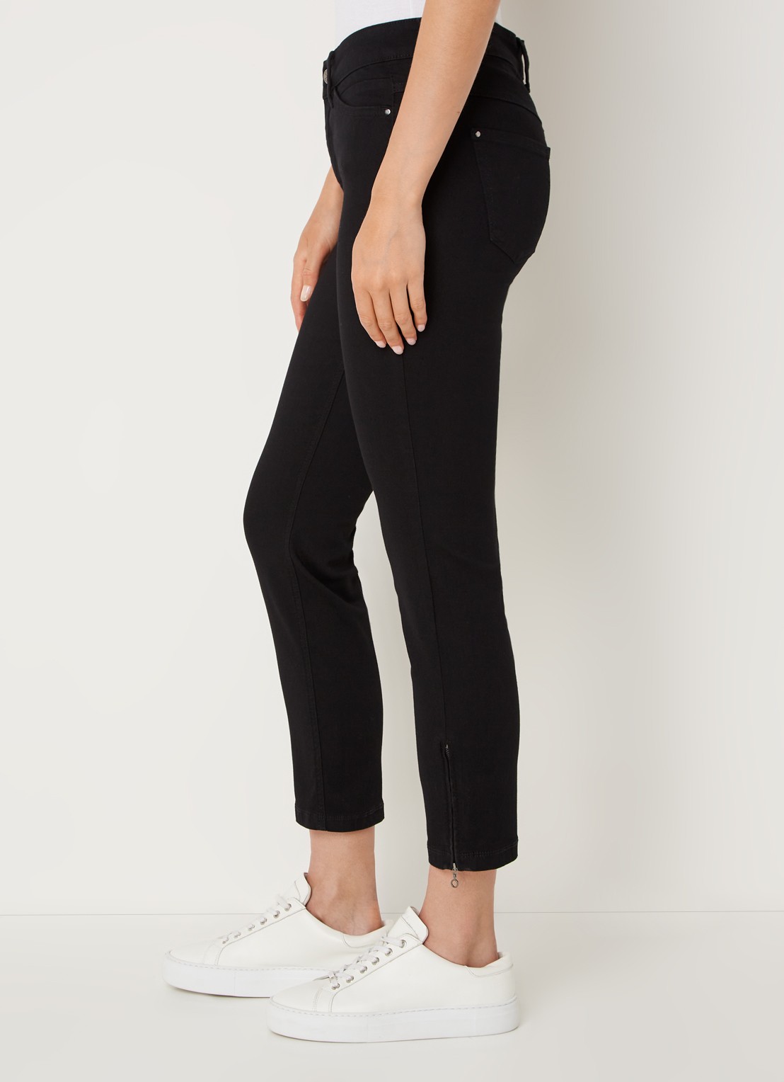 MAC Jeans Dream mid waist slim fit cropped jeans met ritsdetail - detail 4 zwart