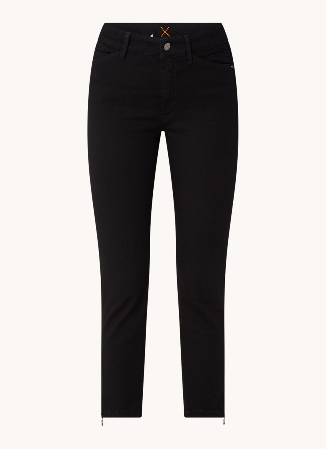 MAC Jeans Dream mid waist slim fit cropped jeans met ritsdetail - voorkant zwart