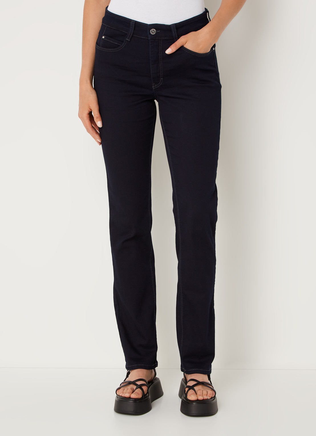 MAC Jeans Dream mid waist slim fit jeans met stretch  - detail 2 donkerblauw