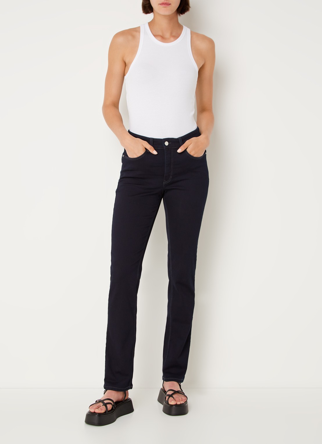 MAC Jeans Dream mid waist slim fit jeans met stretch  - voorkant 5 donkerblauw