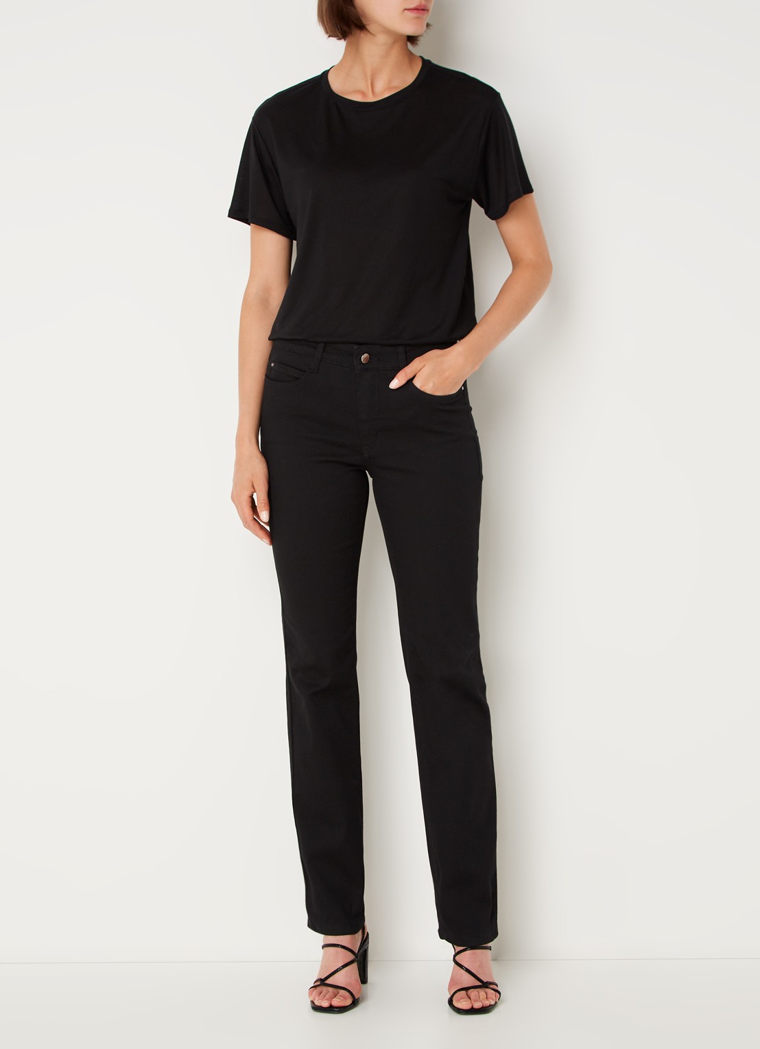 MAC Jeans Dream mid waist slim fit jeans met stretch  - voorkant 4 zwart
