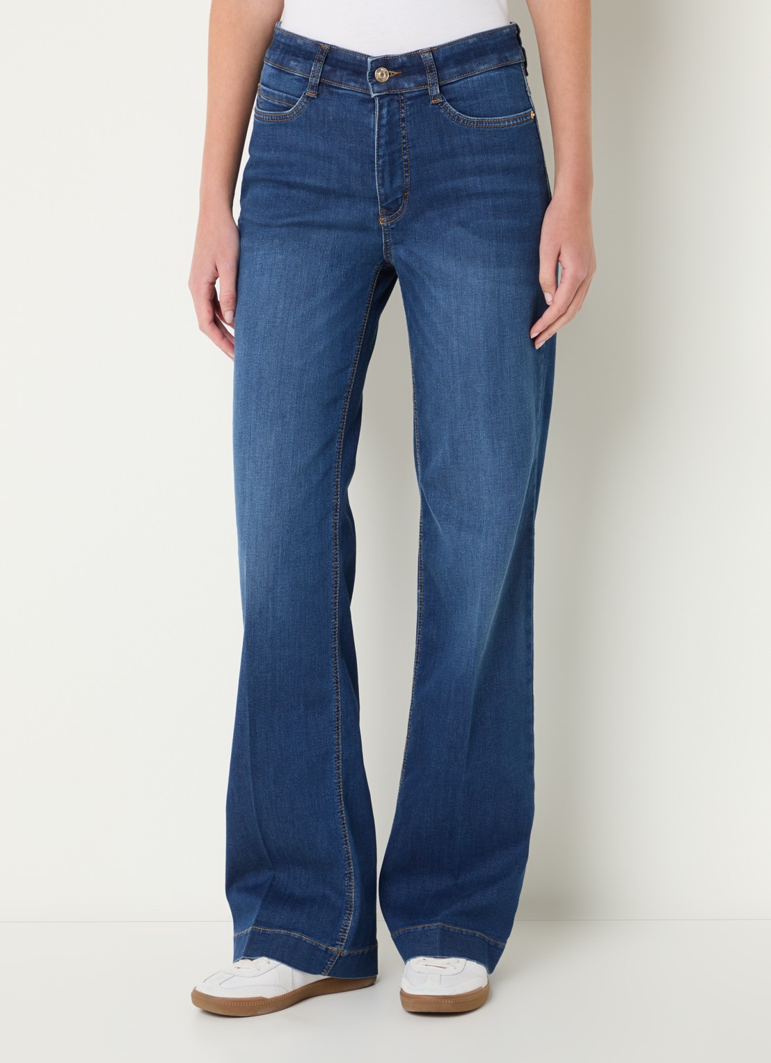 MAC Jeans Dream mid waist wide fit jeans met steekzakken - detail 4 indigo