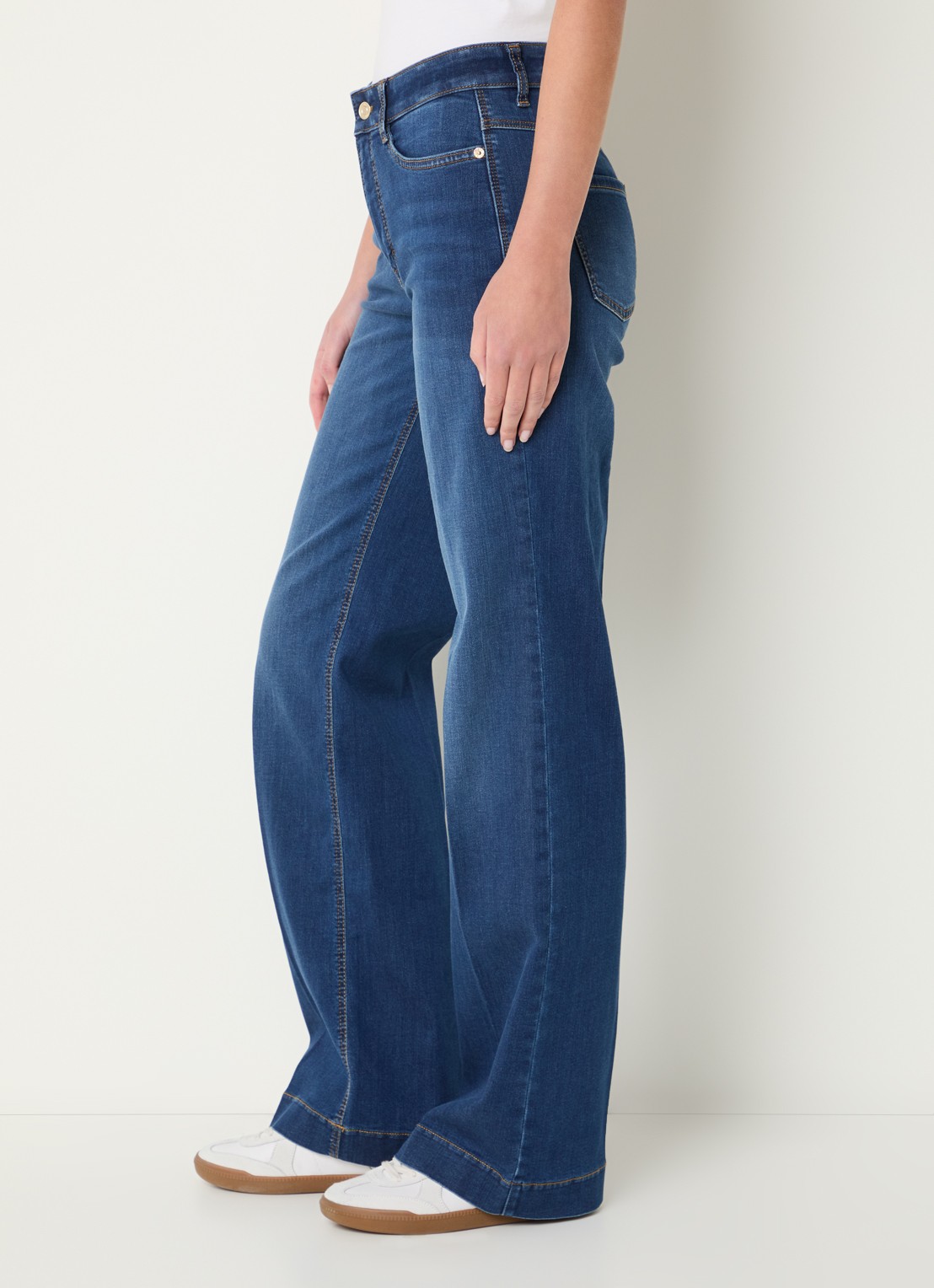 MAC Jeans Dream mid waist wide fit jeans met steekzakken - detail 5 indigo