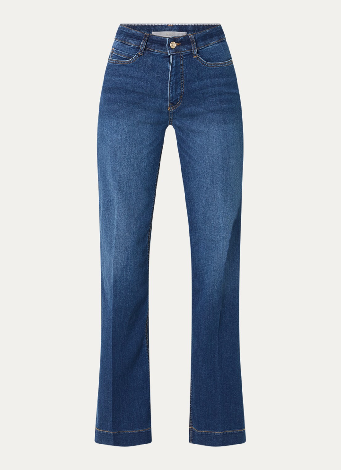 MAC Jeans Dream mid waist wide fit jeans met steekzakken - voorkant 2 indigo