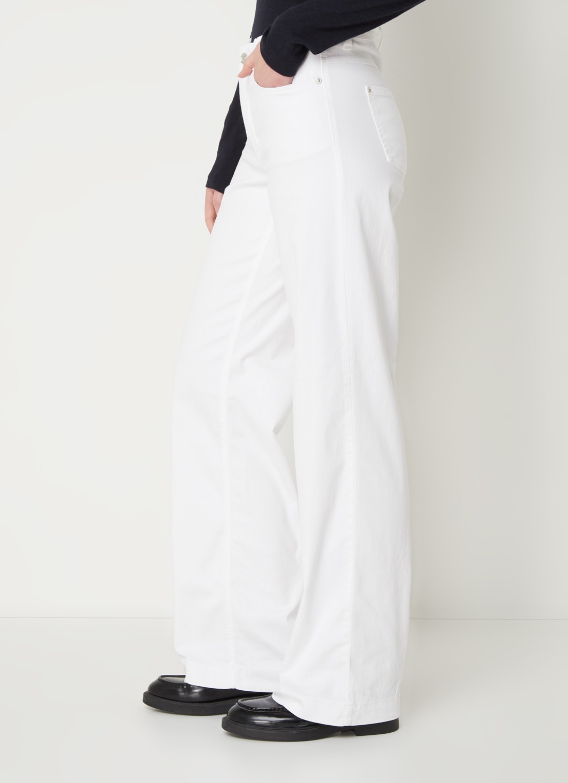 MAC Jeans Dream Wide high waist wide leg jeans met stretch - detail 3 wit