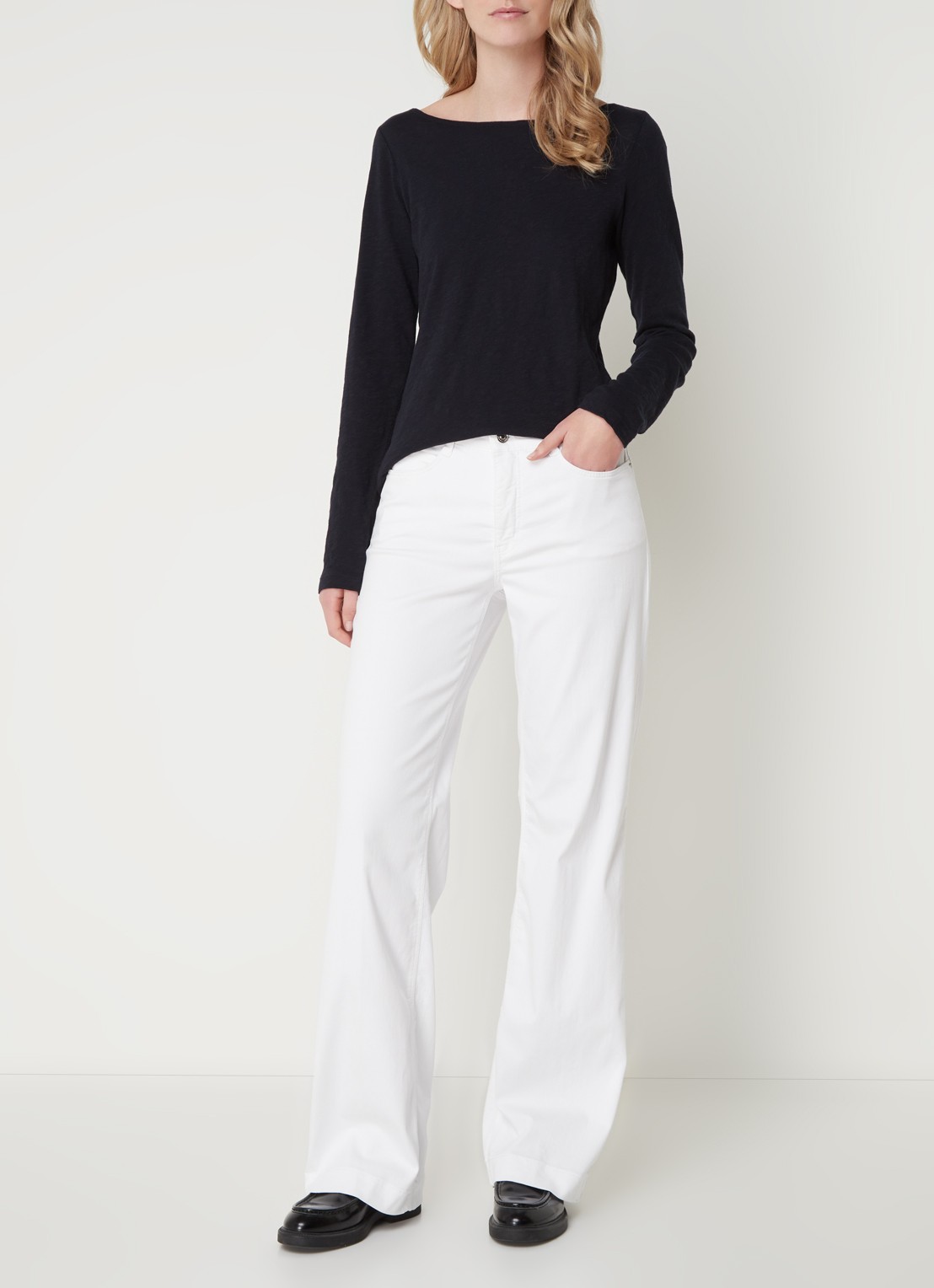 MAC Jeans Dream Wide high waist wide leg jeans met stretch - voorkant 5 wit