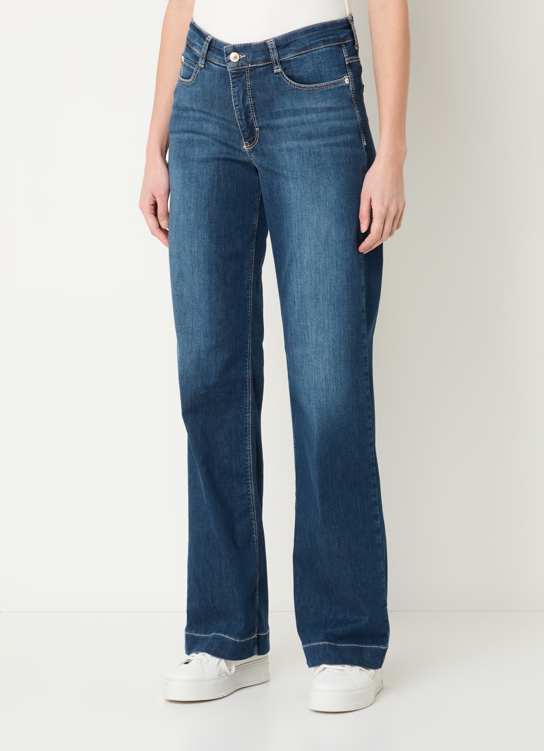MAC Jeans Dream Wide high waist wide leg jeans met stretch - detail 4 donkerblauw
