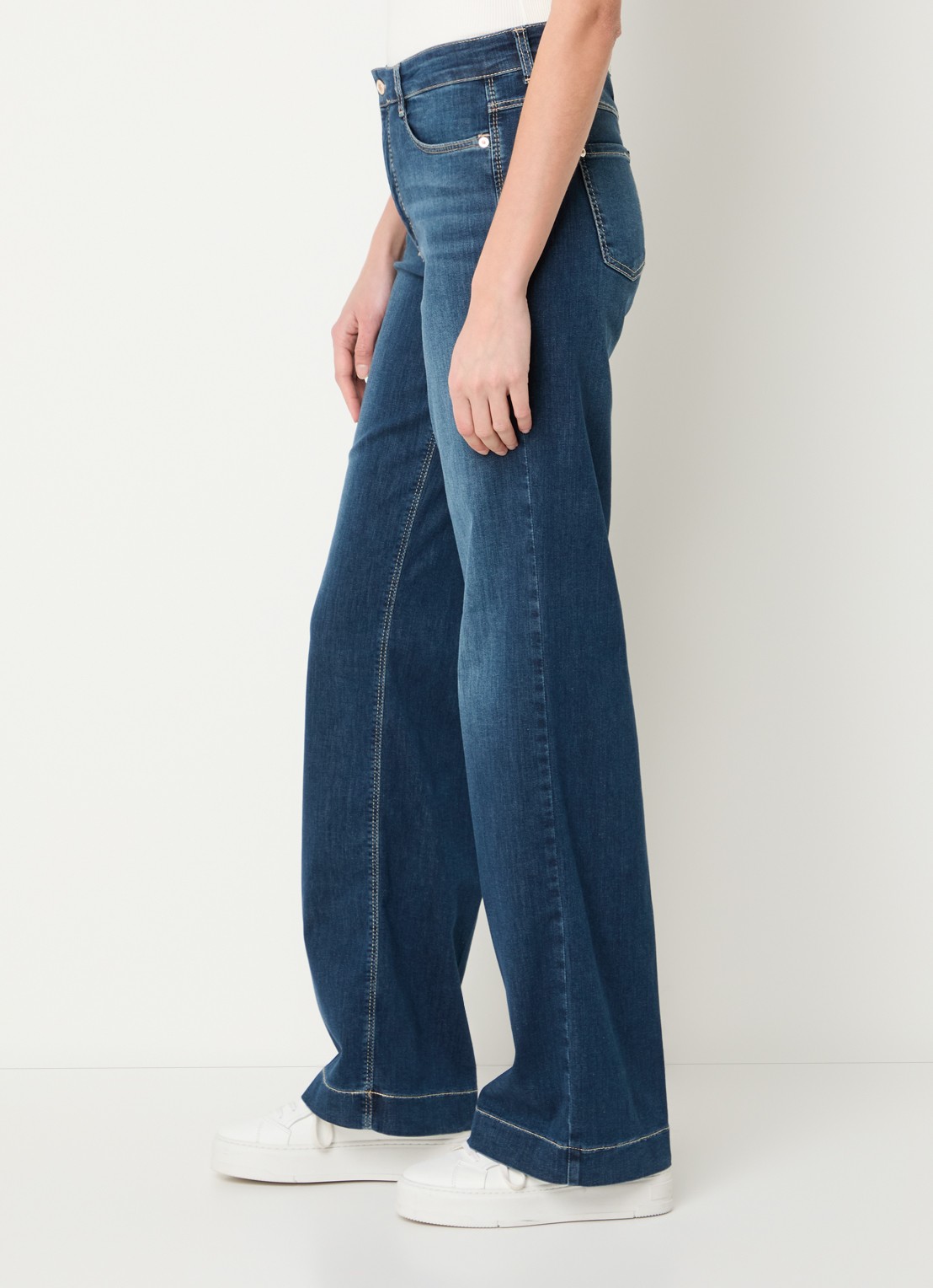 MAC Jeans Dream Wide high waist wide leg jeans met stretch - detail 5 donkerblauw