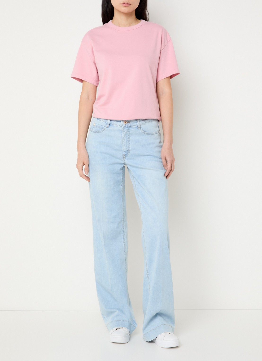 MAC Jeans Dream Wide high waist wide leg jeans met stretch - voorkant 2 lichtblauw