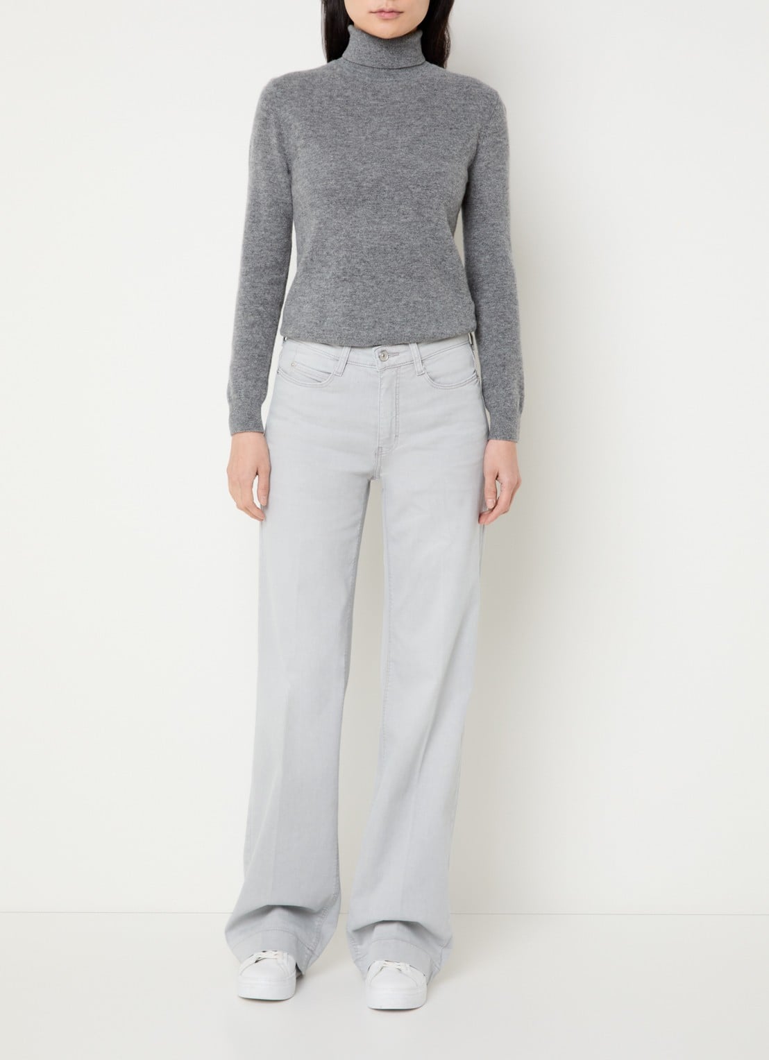 MAC Jeans Dream Wide high waist wide leg jeans met stretch - voorkant 3 grijs