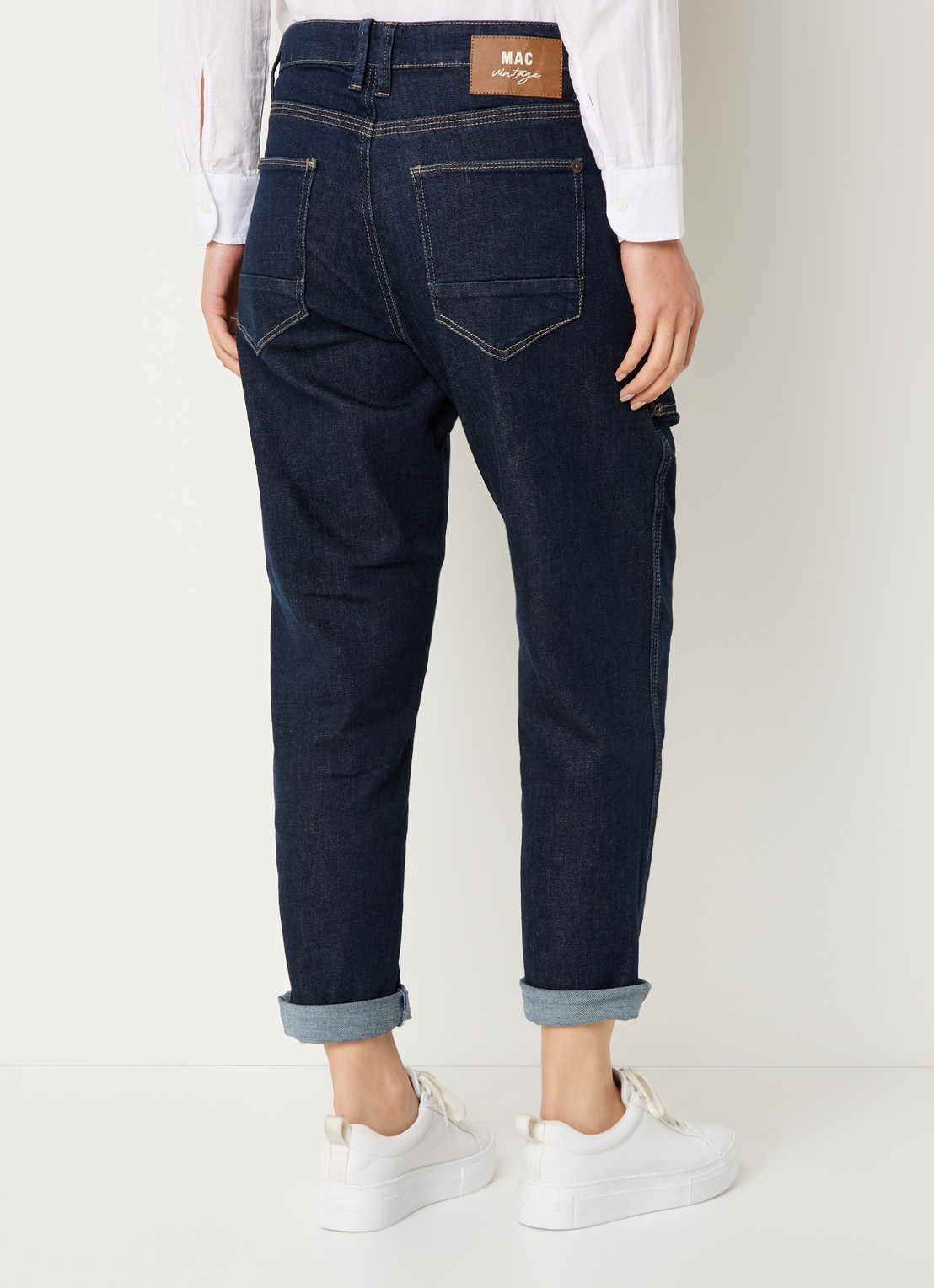 MAC Jeans Iowa high waist wide leg jeans met donkere wassing - achterkant indigo