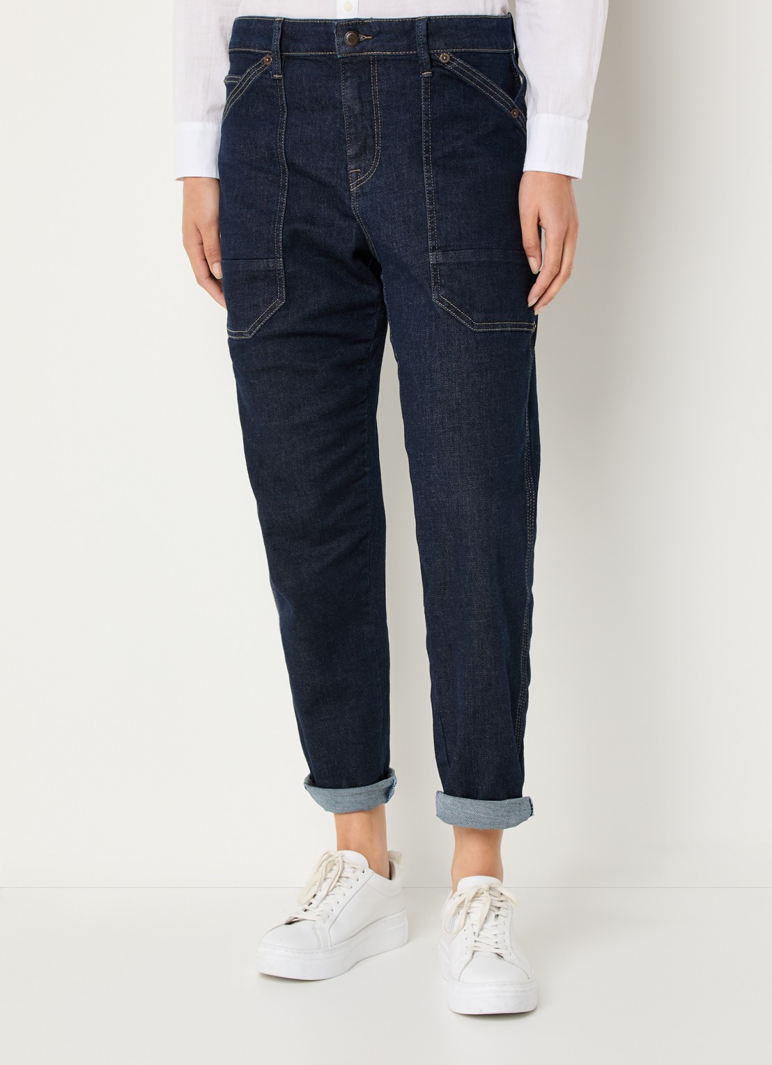 MAC Jeans Iowa high waist wide leg jeans met donkere wassing - detail 4 indigo