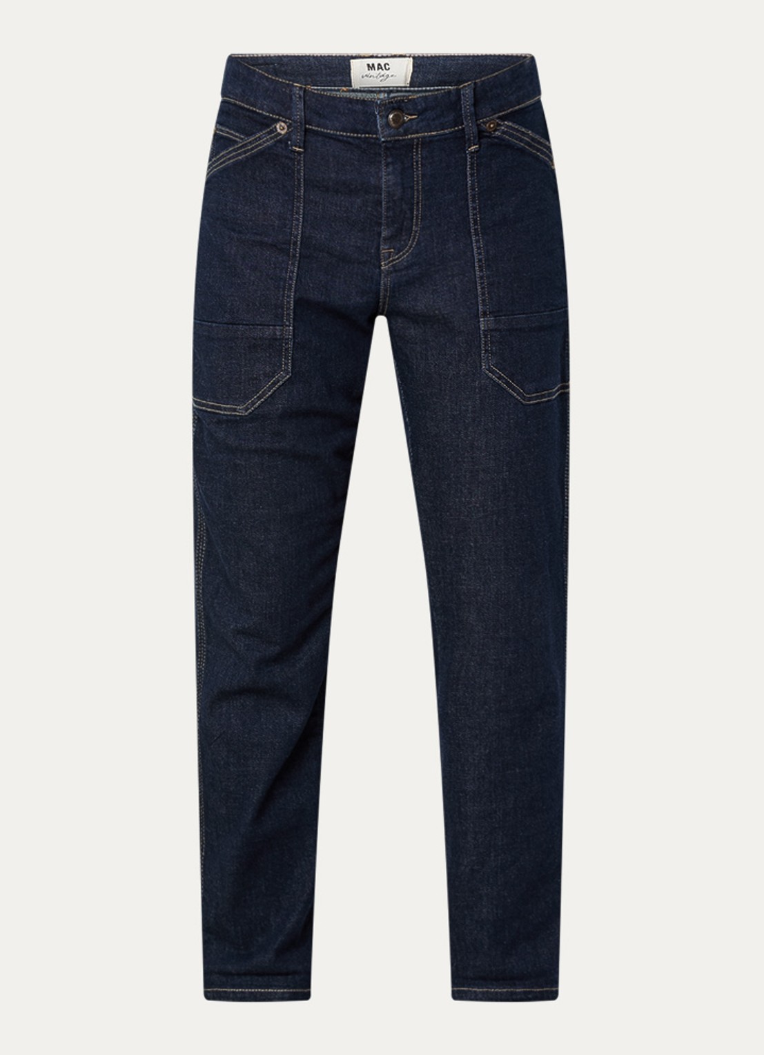 MAC Jeans Iowa high waist wide leg jeans met donkere wassing - voorkant 2 indigo