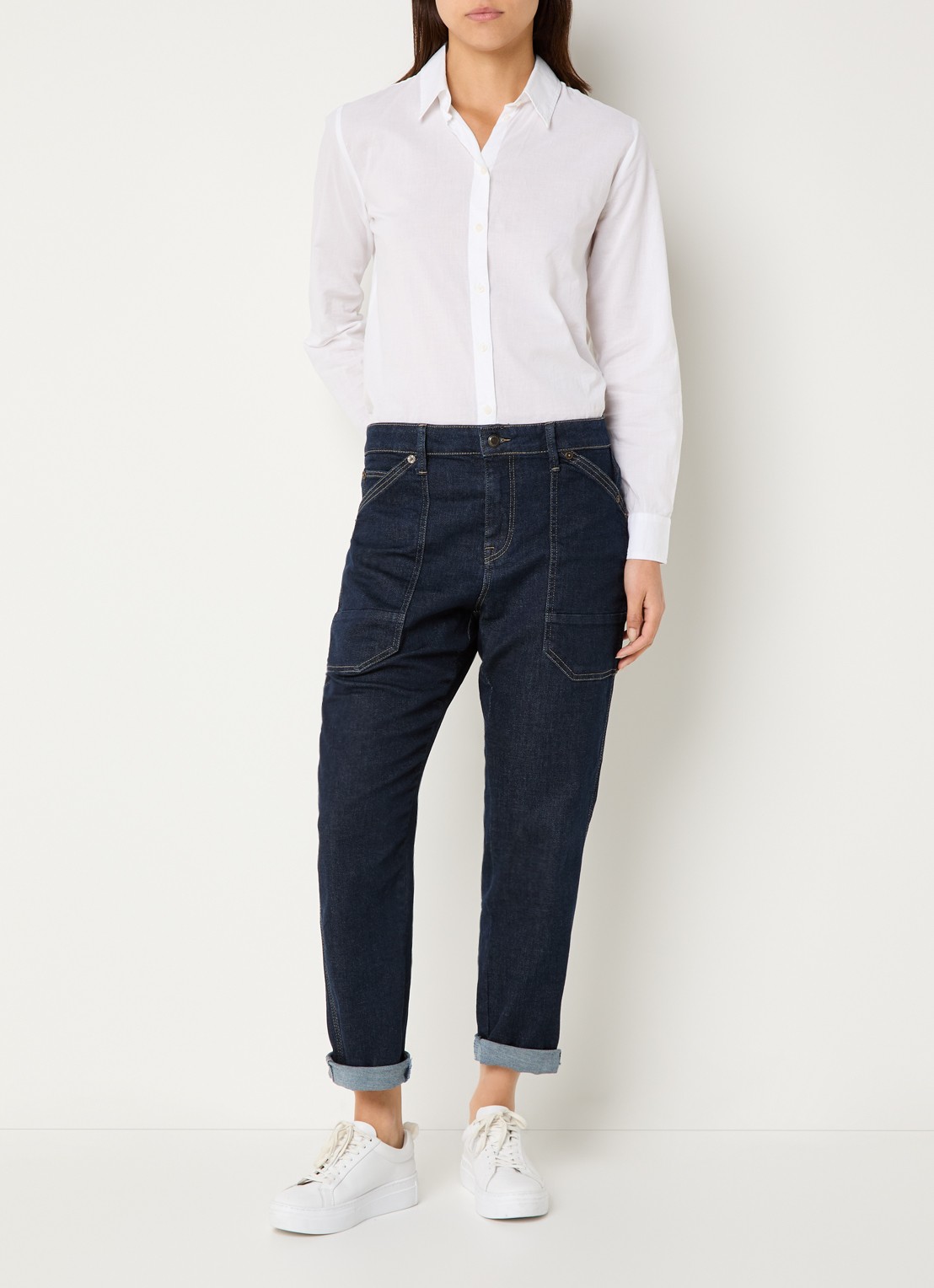 MAC Jeans Iowa high waist wide leg jeans met donkere wassing - voorkant 3 indigo