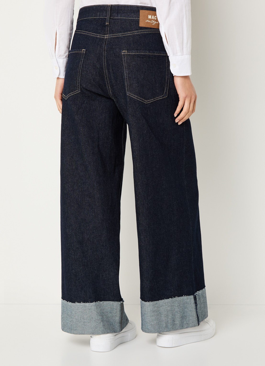 MAC Jeans Nevada high waist wide leg jeans met donkere wassing - achterkant 5 indigo