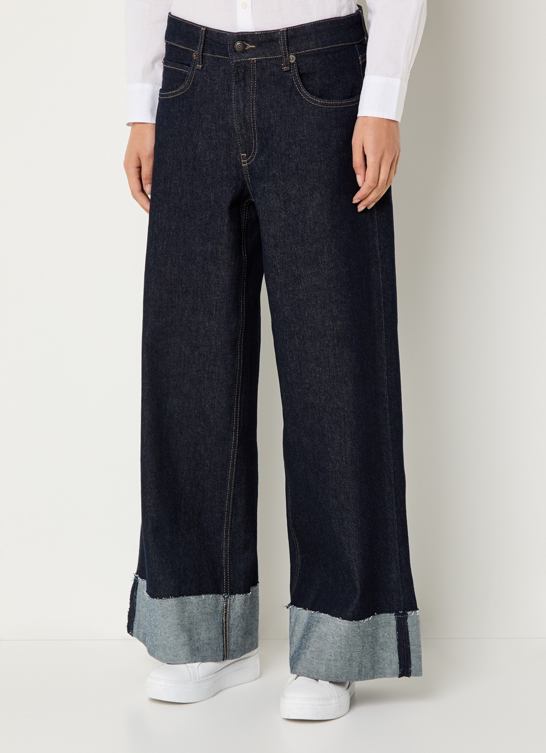 MAC Jeans Nevada high waist wide leg jeans met donkere wassing - detail 3 indigo