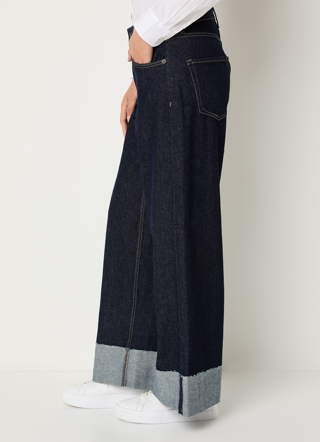 MAC Jeans Nevada high waist wide leg jeans met donkere wassing - detail 4 indigo