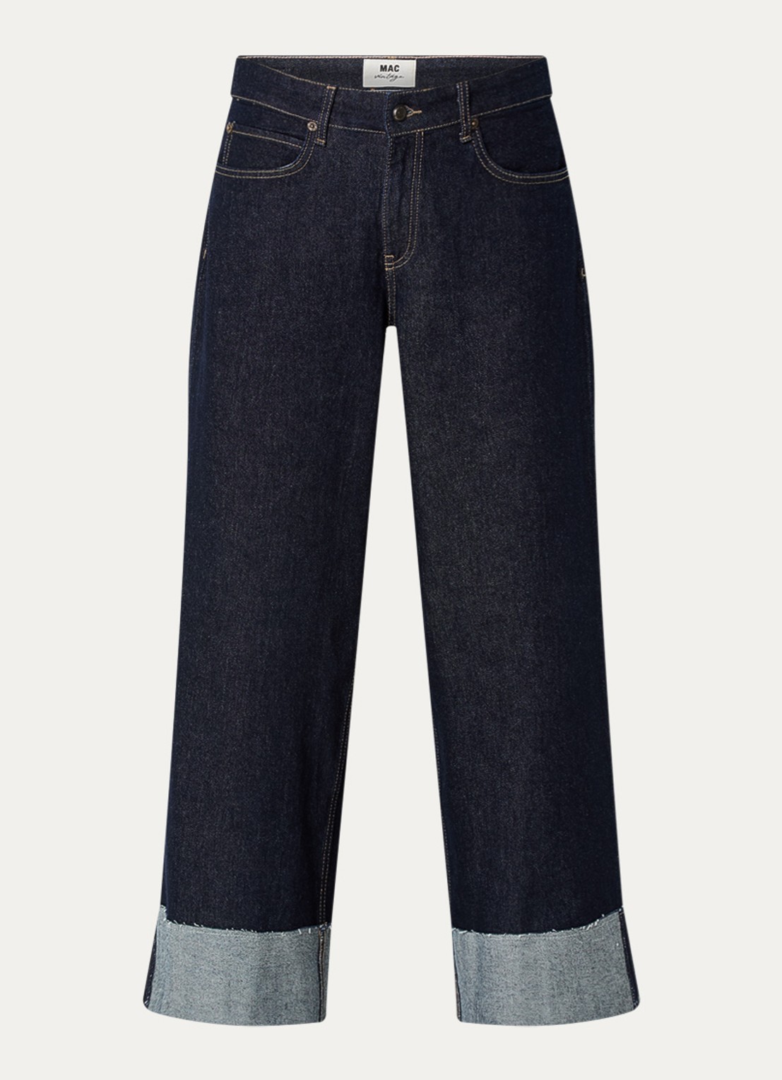MAC Jeans Nevada high waist wide leg jeans met donkere wassing - voorkant indigo