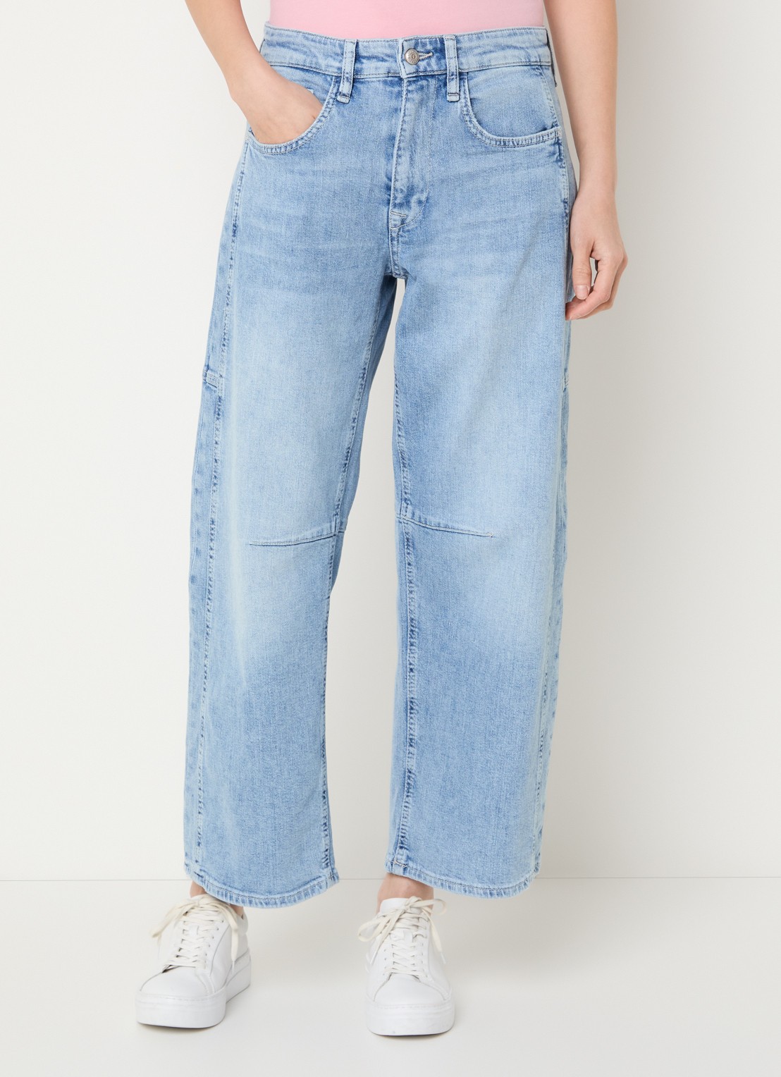 MAC Jeans Ohio high waist balloon fit jeans met lichte wassing - detail 3 indigo