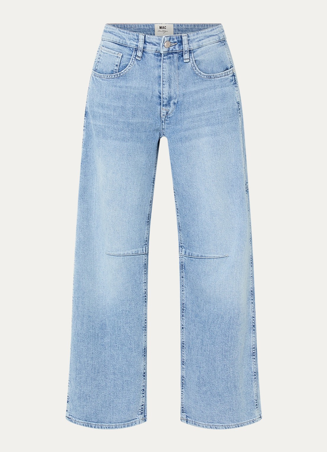 MAC Jeans Ohio high waist balloon fit jeans met lichte wassing - voorkant indigo