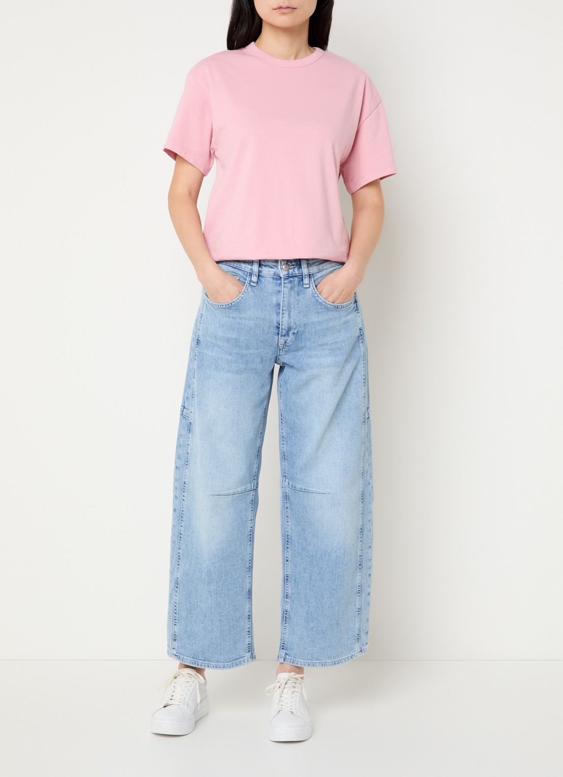 MAC Jeans Ohio high waist balloon fit jeans met lichte wassing - voorkant 2 indigo
