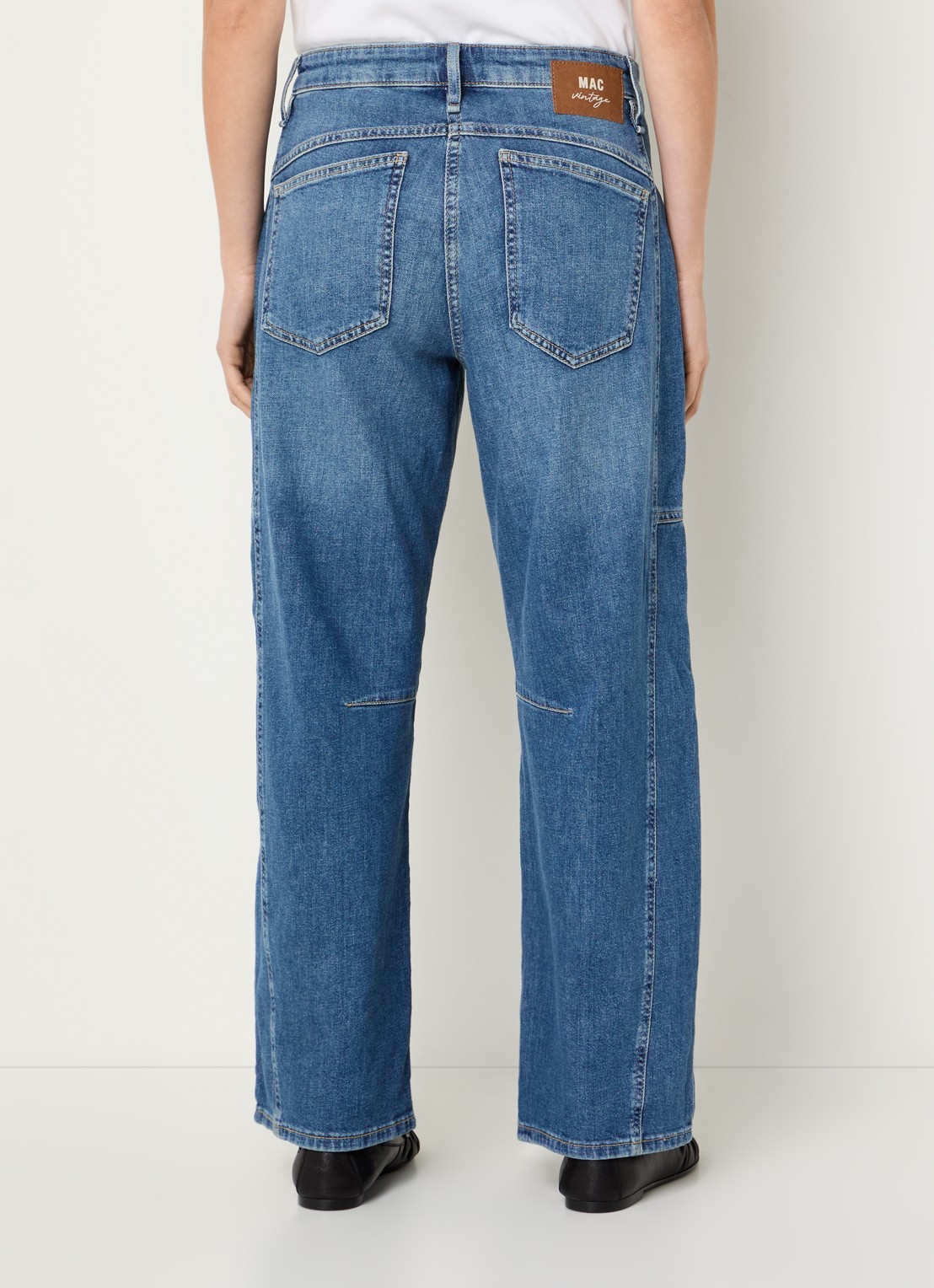 MAC Jeans Ohio high waist balloon fit jeans met lichte wassing - achterkant 3 donkerblauw