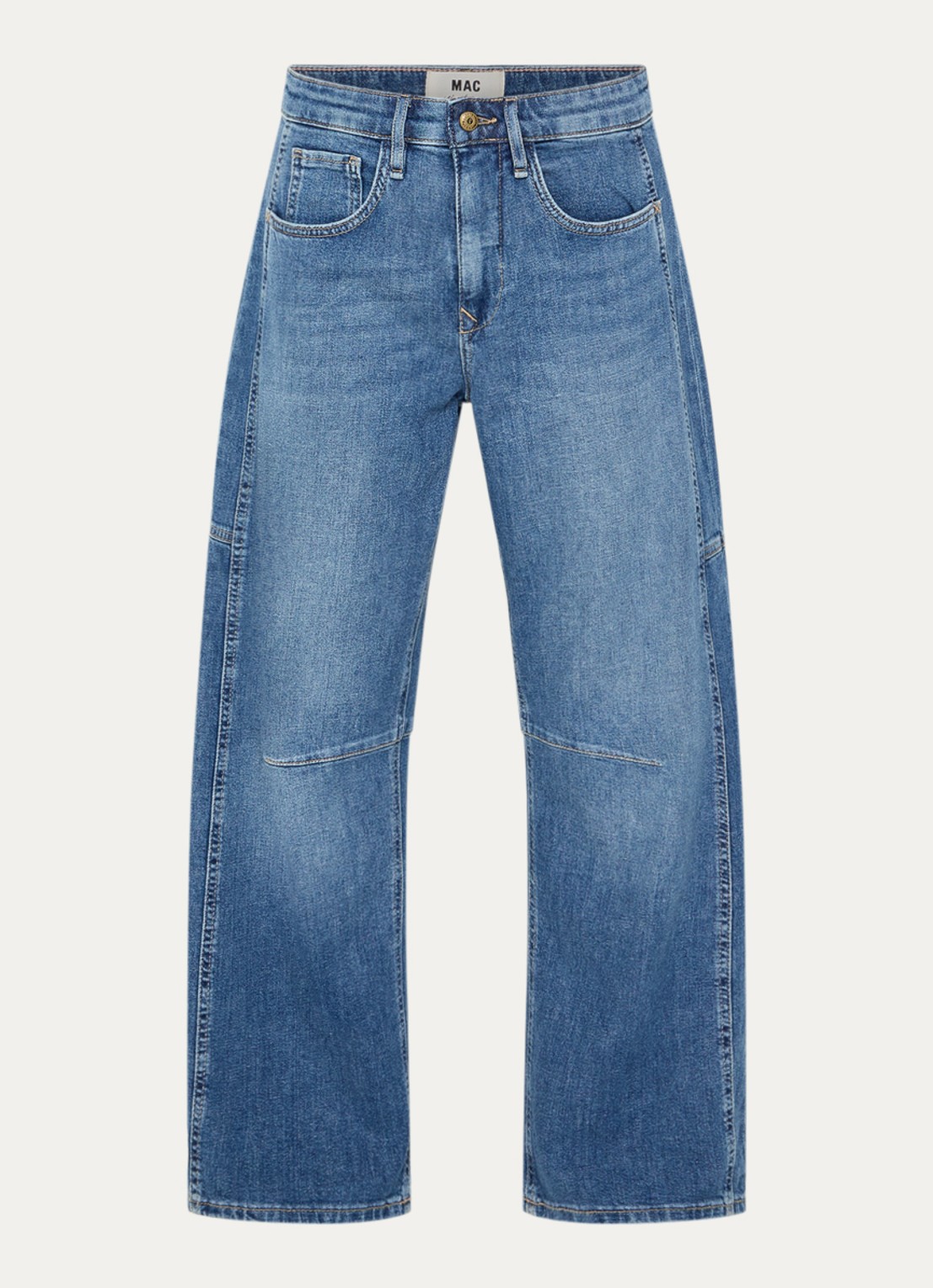 MAC Jeans Ohio high waist balloon fit jeans met lichte wassing - voorkant 4 donkerblauw