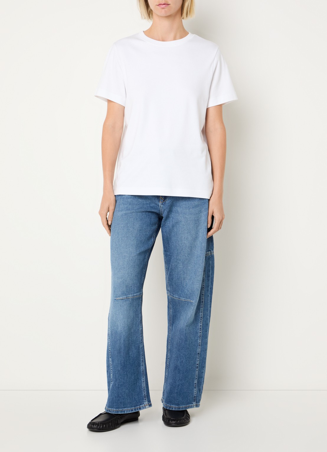 MAC Jeans Ohio high waist balloon fit jeans met lichte wassing - voorkant 5 donkerblauw