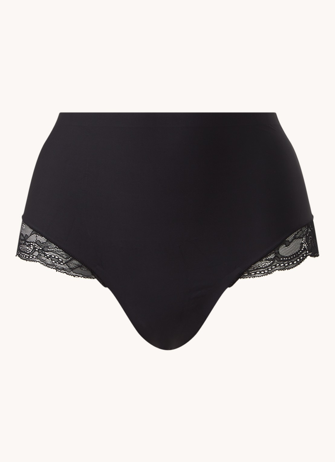 MAGIC Bodyfashion Dream high waisted naadloze string met kant - voorkant 4 zwart