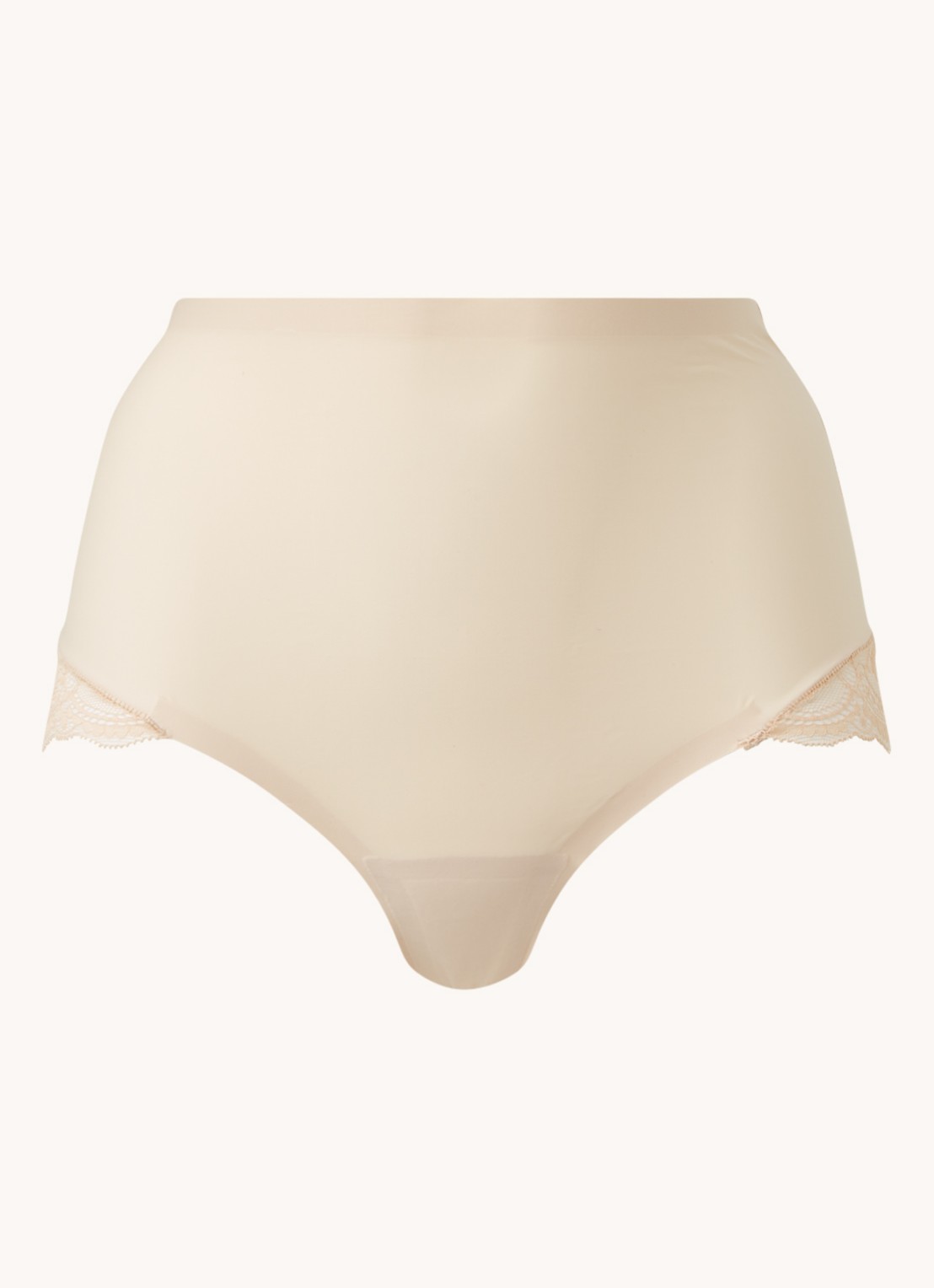 MAGIC Bodyfashion Dream high waisted naadloze string met kant - voorkant 2 beige