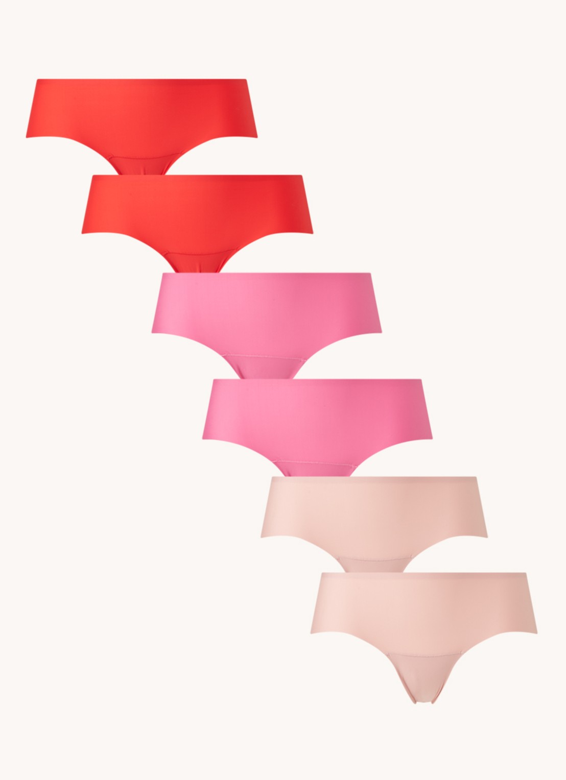 MAGIC Bodyfashion Naadloze hipster in 6-pack - voorkant 3 roze