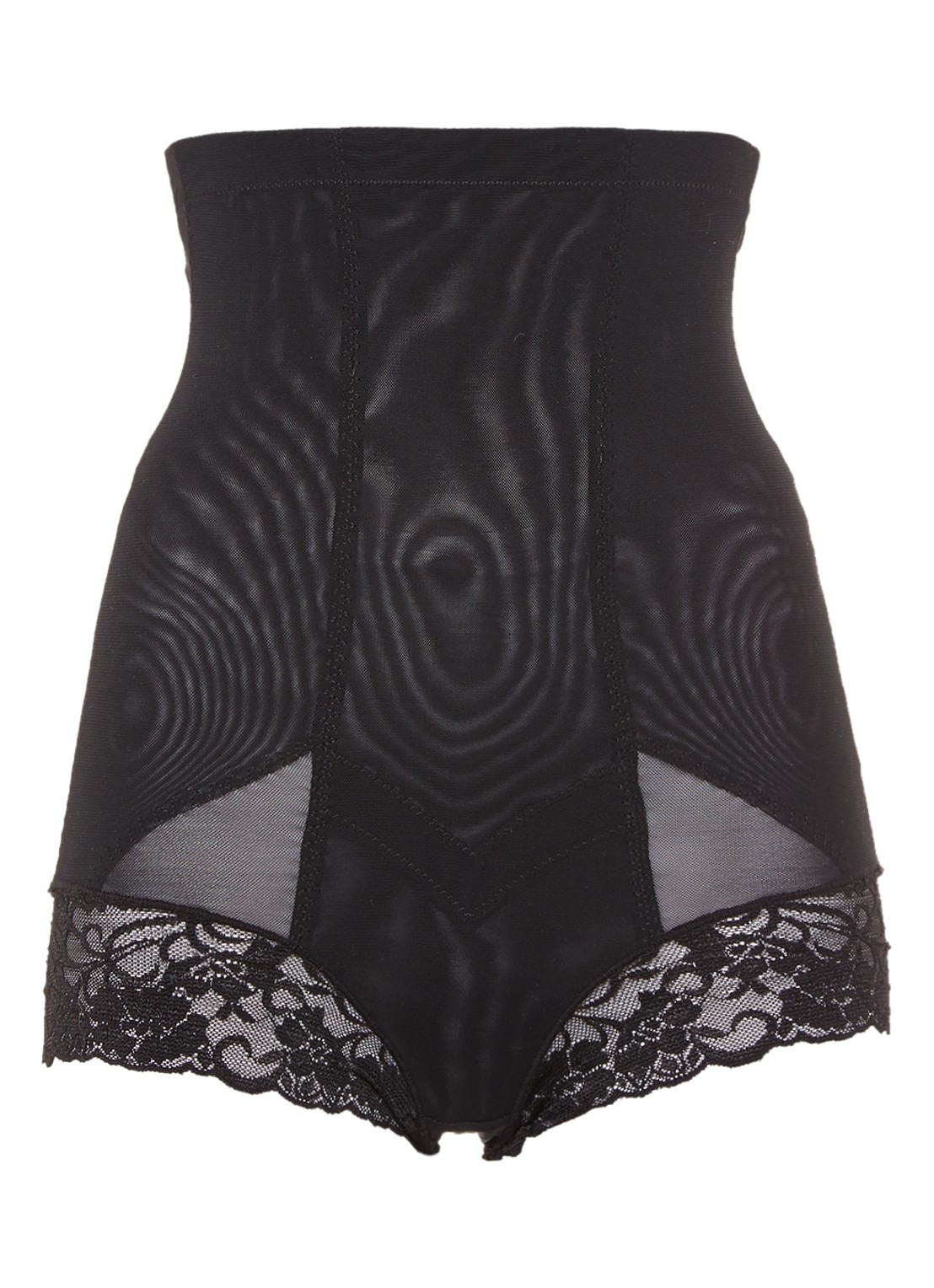 MAGIC Bodyfashion Super Control high waisted corrigerende slip met kant - voorkant 3 zwart